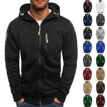 Full Zip Hoodies for Men Long Sleeve Workout Hoodie Vintage Drawstring Casual Pullover With Pockets Tactical Hoodies