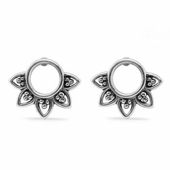 Jewelry Sterling Silver Balinese Filigree Circle Stud Earrings