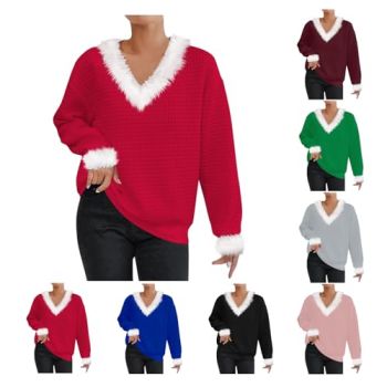 Waffle Knit Christmas Sweaters For Women Waffle Knit Sweater 2024 Fall Outfits Cute Long Sleeve Pullover Winter Trendy Oversized Sweatshirt Tunic Tops Red-1 Log Into My Account Y2K