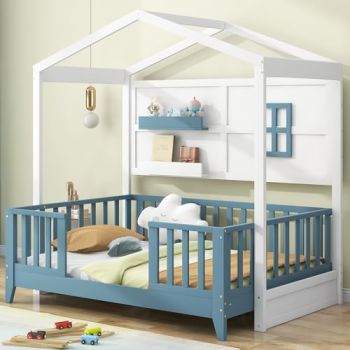 Twin Size Wood House Bed