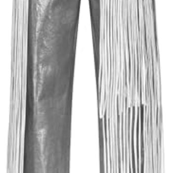 , Metallic Fringe Straight Leg Jean, 27, Silver