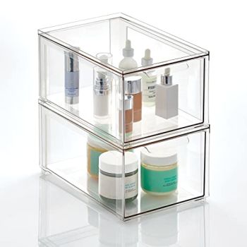 Plastic Bathroom Organizer Bin w/ Pull Out Drawer