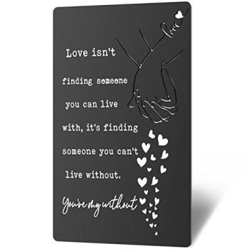 Anniversary Wallet Card Gift for Him Husband Hubby Boyfriend Anniversary Stainless Steel Card Insert for Groom Fiance Wedding for Birthday Christmas From Wife Girlfriend Love Note (Black) XCD12