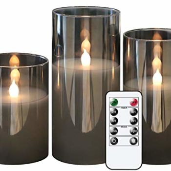 Gray Glass Battery Operated Flameless Led Candles