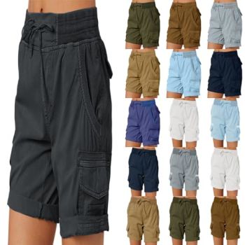 Running Shorts for Women High Waisted Summer Baggy Cargo Shorts Hiking Outdoor Drawstring Lounge Shorts