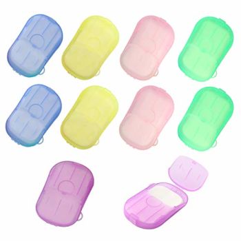 Disposable soap Piece Portable Travel soap Box Travel Hand Washing Piece Cleaning 20 Pieces soap Paper Mini Box(Five colors