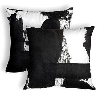 Throw Pillow Covers Set Black and White Abstract Farmhouse Cushion Case 18 x 18 Inch