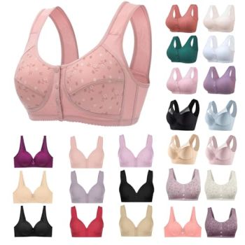 Sales Today Clearance Bras for Women No Underwire Front Button Closure Soft Lift Push Up Wireless Bras Comfort Breathable Everyday Bras Sports Bras for Older Women Beige S