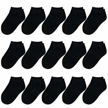 15 Pcs Kids Socks for Boys Girls Half Cushion Low Cut Athletic Ankle Socks