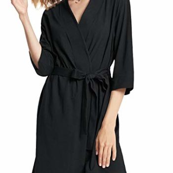 Kimono Womens Robes Cotton Lightweight Knee Length Bathrobe Summer Shower Plus Size Knit Bath Robe Soft Sleepwear V-Neck Ladies Nightwear