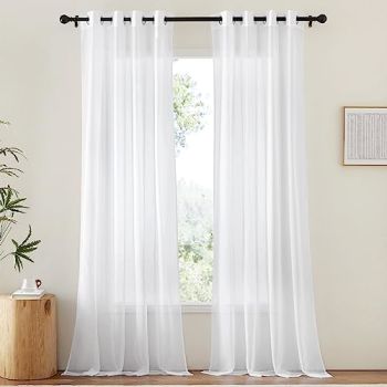 White Sheer Curtains & Drapes 96 inches Long for Living Room