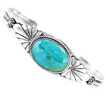 Turquoise Bracelet Sterling Silver 925 Genuine Turquoise (Turquoise)