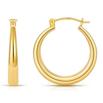 Gold Hoop Earrings for Women 14k Real Gold Plated