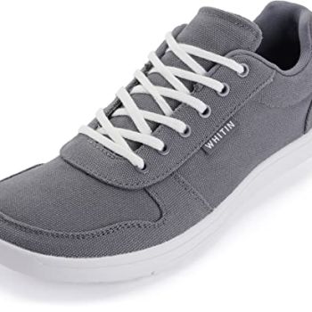 Extra Wide Toe Box Barefoot Sneakers for Men Minimalist Minimus Zero Drop Sole Shoes Size 11 Width Fit 11W Training Walking Grey White 45