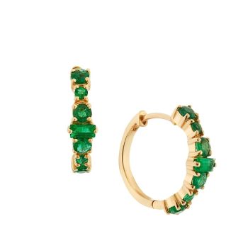 Rivulet 18K Yellow Gold & Emerald Hoop Earrings