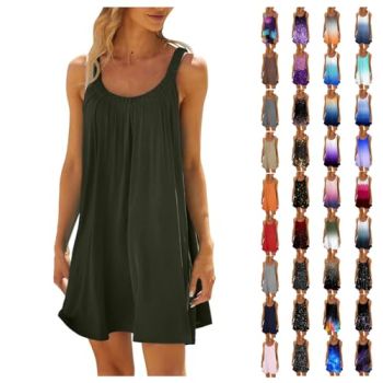 Vacation Dresses for Women 2024 Bikini Beachwear Coverups Casual Sleeveless Beach Dress A Line Printed Mini Dresses