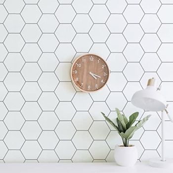 Grey and White Wallpaper White Hexagon Wallpaper Peel and Stick Wallpaper Removable Wallpaper Self Adhesive Wallpaper White Trellis Wallpaper Hexagon Wallpaper Vinyl Wallpaper 17.3”×78.7”