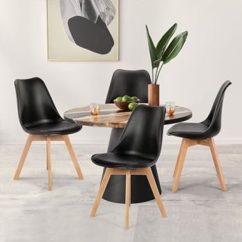 Set of 4 Dining Chairs,PU Leather Upholstered