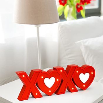 Valentine's Day Wooden LED Sign Love Wood Blocks