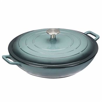 Enameled Cast Iron Covered Casserole Skillet