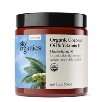 Organic Coconut Oil + Vitamin E for Skin & Hair USDA Certified Organic to Moisturize