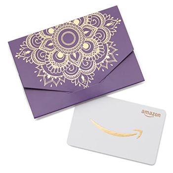 .com Gift Card for any amount in a Diwali Purple Mandala Mini Envelope