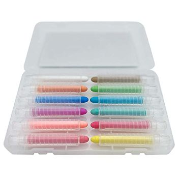 Dustless Chalk With Holder for Kids Washable Chalk Art Tool for Blackboard Kids Children Drawing Writing,12PCS