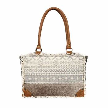 Symbols Upcycled Canvas & Cowhide Leather Bag S-1227