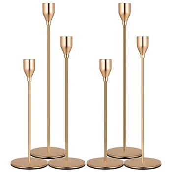 6 PCS French Gold Taper Candlestick Holders Set for Table Centerpiece