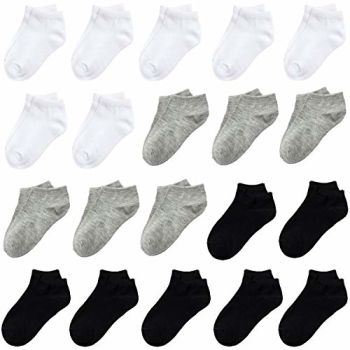 20 Pairs kids Low Cut Athletic Ankle Socks Little Boys Girls Ankle Cotton Socks Half Cushion Low Cut Socks(6-8 Years)