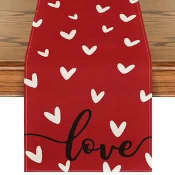 Red Love Valentine's Day Table Runner