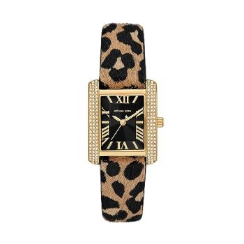 Women's Emery Three-Hand Animal Print Leather Band Watch (Model: MK7387)