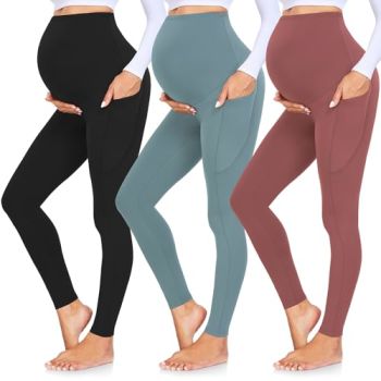 3 Pack Women's Maternity Leggings Over The Belly