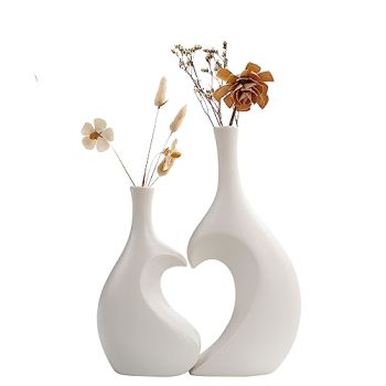 White Ceramic Vase Set of 2