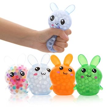 4 Pack Squishy Easter Bunny Stress Balls Toy for Kids Adults