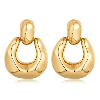 Gold Dangle Earrings for Women Trendy Statement Door Knock Shape Gold Drop Earrings Chunky Small Cut Design Gold Earrings for Girls