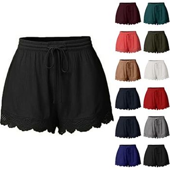 Shorts for Women High Waisted 2024 Ruffle Casual Summer Shorts Plus Size Drawstring Comfy Lightweight Lounge Shorts