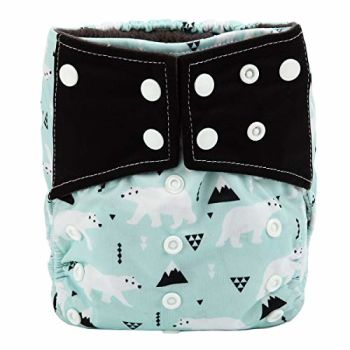 Baby Pocket Cloth Diaper Nappy Double Gussets Reusable Washable 8lbs-36lbs (Polar Bear)