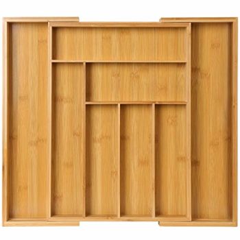 Bamboo Expandable Drawer Organizer for Utensils Holder