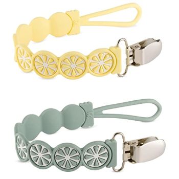 Silicone Pacifier Clip Baby Pacifier Holder 2-Pack