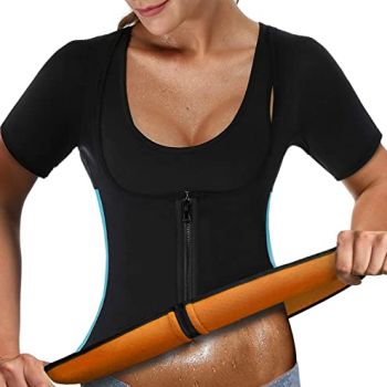 Women Sauna Body Shaper Sweat Suit Sleeve Spa Cami Hot Neoprene Slimming Workout Vest Waist Trainer Top
