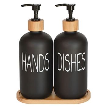 Glass Soap Dispenser Set. Hand Soap and Dish Soap Dispenser