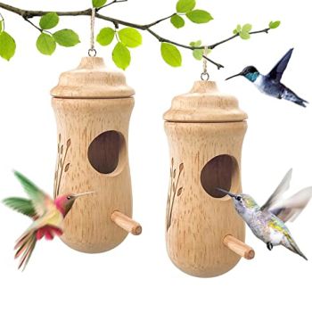 2PCS Hummingbird House 2022 New for Outside Wooden Hanging Hummingbird Houses Garden Decor Pet Cottage