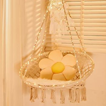 LED Hanging Chair Light Up Macrame Swing Hammock Chair