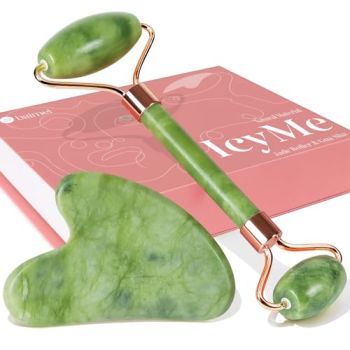 IcyMe Gua Sha & Jade Roller Facial Tools Face Roller and Gua Sha Set for Puffiness and Redness Reducing Skin Care Routine