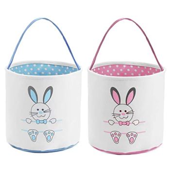 2 Pack Easter Bunny Basket Bags for Kids