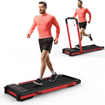 Redliro 2 in 1 Folding Treadmill Under Desk Treadmill Portable Space Saving Walking Jogging Machine for Home Office Installation-Free Workout Indoor Exercise LCD Display Remote Control