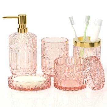 Pink Bathroom Accessories Set