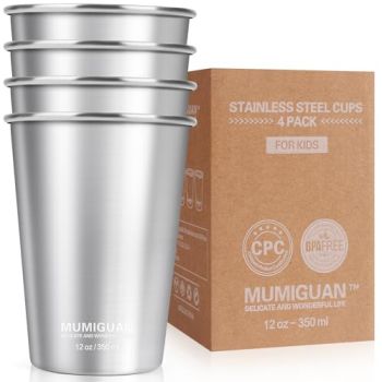 Stainless Steel Cups for Kids 12oz/350ml (4 Pack)