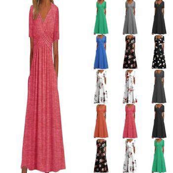 Linen Dresses for Women 2024 Casual Short Sleeve Dress Sleeveless Flowy Maxi Dress Beach Tank Dress